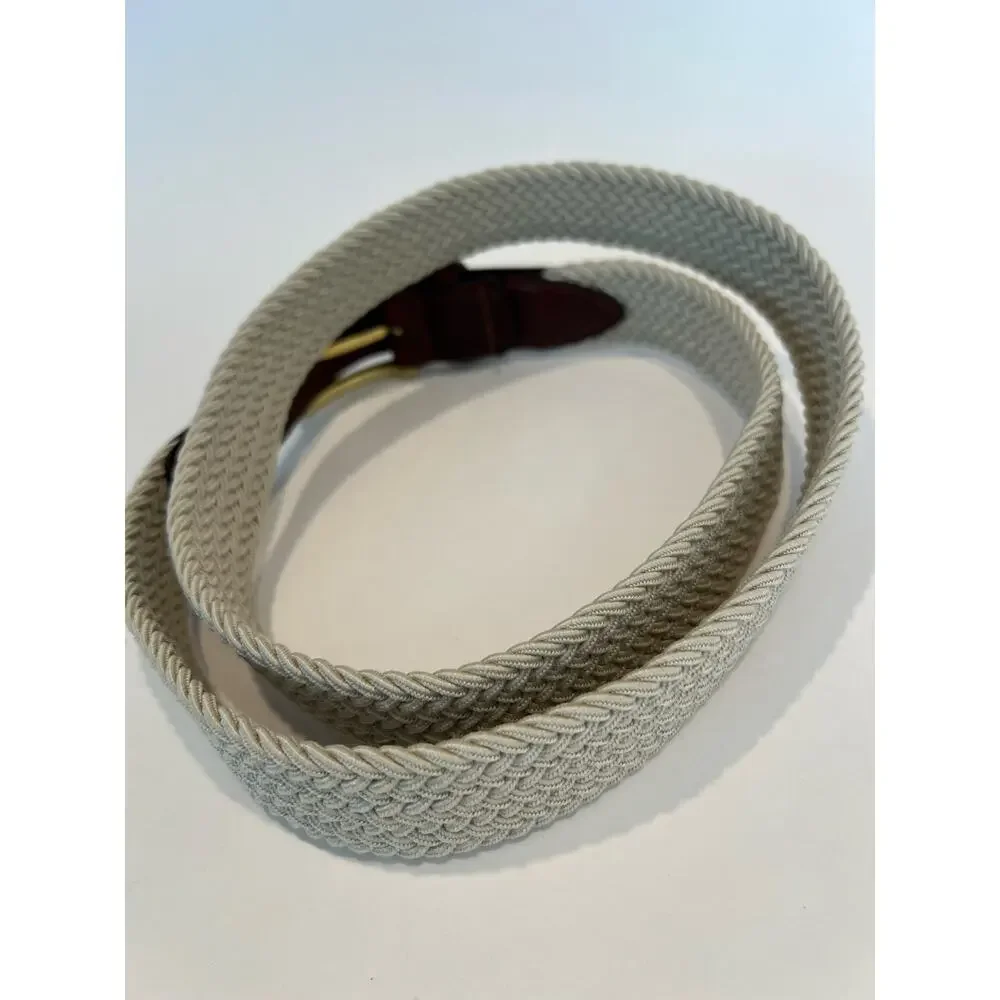 Vintage Braided Stretchy Belt Leather Elastic Solid BrassTan & Brown Size 40 SG